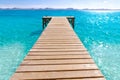 Platja de Alcudia beach pier in Mallorca Majorca Royalty Free Stock Photo