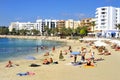 Platja de Santa Eulalia beach in Santa Eularia des Riu, Ibiza Is Royalty Free Stock Photo