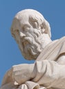 Plato the ancient greek philosopher portrait on blue sky background