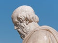 Plato the ancient greek philosopher portrait on blue sky background