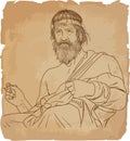 Plato portrait in line art, vector.