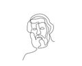 Plato continuous one line drawing minimalist design with minimalism style vector illustration ancient pholisopher figure symbol