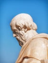 Plato in deep thoughts, the ancient Greek philosopher white marble statue profile portrait Royalty Free Stock Photo