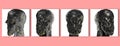 Plato Greek Philosopher 3D Digital Bust Statue in Black Marble and Gold