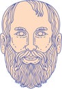 Plato Greek Philosopher Head Mono Line