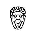 Black line icon for Plato, socrates and statue