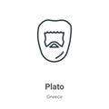 Plato outline vector icon. Thin line black plato icon, flat vector simple element illustration from editable greece concept