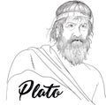 Plato portrait in line art, vector. Royalty Free Stock Photo