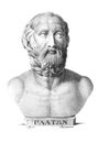 The Plato`s portrait, a ancient Greek philosopher in the old book The Plato talk, 1827, Moscow