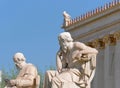 Plato and Socrates the ancient greek philosophers marble statues Royalty Free Stock Photo