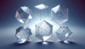 Platonic solids in transparent forms, Ai generated image Royalty Free Stock Photo