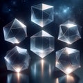 Platonic solids in transparent forms, Ai generated image Royalty Free Stock Photo