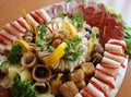 Platter of assorted cold cut meat slices Royalty Free Stock Photo