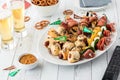 A platter of assorted game day appetizers ready for sharing. Royalty Free Stock Photo