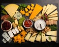 platter of cheese sliced different ways. Royalty Free Stock Photo