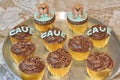 Platter of chocolate cupcakes with bears