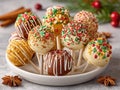 platter of Christmas cake pops Royalty Free Stock Photo