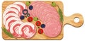 Platter of cold meats and smoked meats on the table background