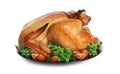 Platter of cooked turkey with garnish Royalty Free Stock Photo