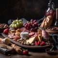 platter of cured meats, cheeses, grapes