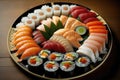 A Platter Of Fresh Sushi. Generative AI Royalty Free Stock Photo