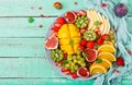 Platter fruits and berries. Royalty Free Stock Photo