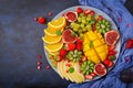 Platter fruits and berries Royalty Free Stock Photo