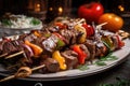 platter of grilled beef shishkabob, ready to be skewered and enjoyed