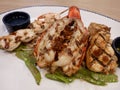 Grilled lobster, shrimp, and sword fish