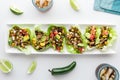 A platter of ground turkey taco lettuce wraps, ready for serving. Royalty Free Stock Photo