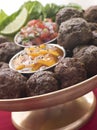 Platter of Kofta Balls with Mango Chutney Royalty Free Stock Photo