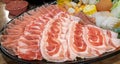 Platter of Meat Slices for Hot Pot and Sukiyaki Royalty Free Stock Photo