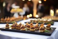 platter of mini-burgers on events table Royalty Free Stock Photo