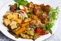 Platter of mixed meats including grilled steak Royalty Free Stock Photo