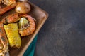 Platter of southern garlic crabs seafood boil Royalty Free Stock Photo