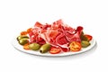 Platter of Spanish Tapas with Jamn Ibrico isolated illustration Royalty Free Stock Photo