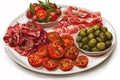 Platter of Spanish Tapas with Jamn Ibrico isolated illustration Royalty Free Stock Photo