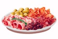 Platter of Spanish Tapas with Jamn Ibrico isolated illustration Royalty Free Stock Photo
