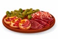 Platter of Spanish Tapas with Jamn Ibrico isolated illustration Royalty Free Stock Photo