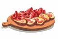 Platter of Spanish Tapas with Jamn Ibrico isolated illustration Royalty Free Stock Photo