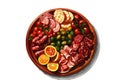 Platter of Spanish Tapas with Jamn Ibrico isolated illustration Royalty Free Stock Photo