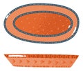 Platter top and front view. Flat decorative ceramic plate