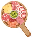 Platter of various cold meats and cheese isolated on white background Royalty Free Stock Photo