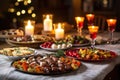 platters of hors doeuvres on a festive table Royalty Free Stock Photo