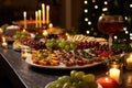 platters of hors doeuvres on a festive table Royalty Free Stock Photo