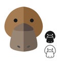 Platypus head simple icons. Set of colored and monochrome icons. Animals. Simple flat design Royalty Free Stock Photo