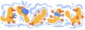Platypus set. Vector cute bright collection of platypuses isolated on white background Royalty Free Stock Photo