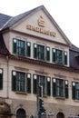 Plauen, Germany - March 28, 2023: Old building of Sparkasse (Savings bank) in Plauen, Vogtland, Saxony