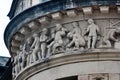 Plauen, Germany - March 28, 2023: Reliefs on the old building of Sparkasse (Savings bank) in Plauen, Vogtland, Saxony
