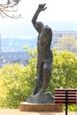 Plauen, Germany - May 14, 2023: Sculpture of Ascending Man by the German sculptor Fritz Cremer, located on Baerenstein hill near